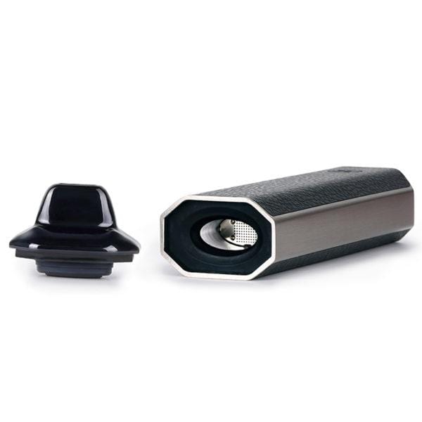 A close-up view of the disassembled XVAPE Aria Vaporizer, showing its metallic casing and internal components against a neutral background.