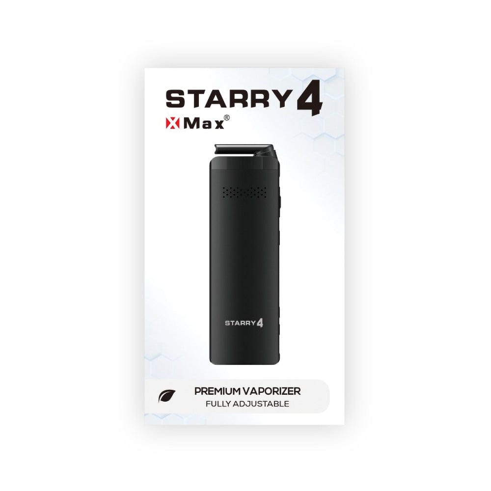 Front view of the XVAPE Starry 4.0 Dry Herb Vaporizer in black, displayed against a clean, white background.