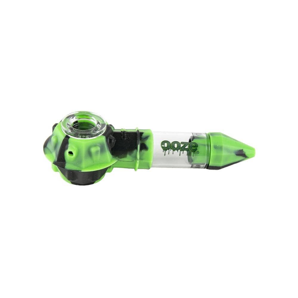 Ooze Silicone and Glass Black & Green Ooze Bowser Silicone Glass Pipe