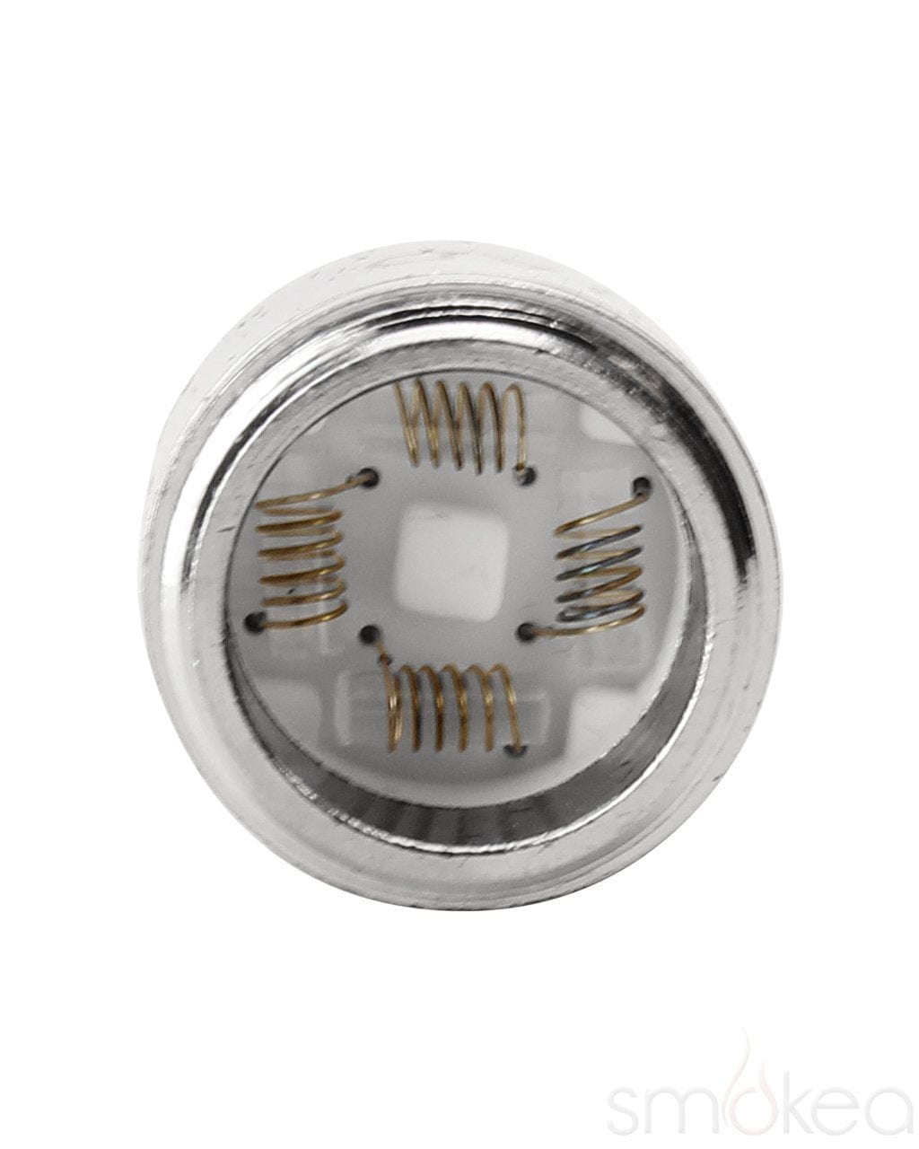Close-up of the Yocan Evolve Plus XL Quartz Coil, showing a circular arrangement of five coil elements inside a metallic housing.