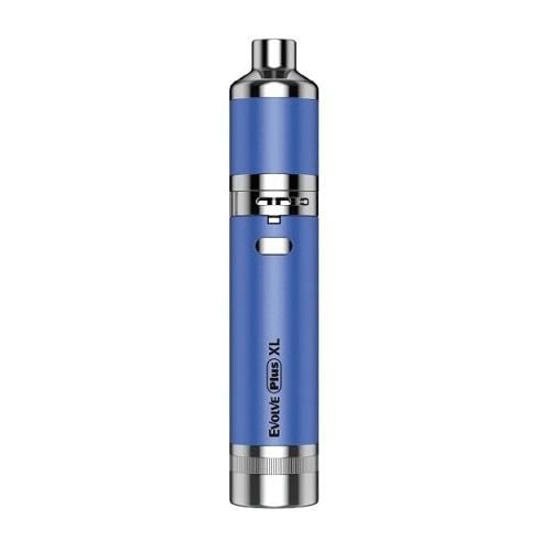 Front view of the Yocan Evolve Plus XL, a silver and black pen-style vaporizer with a simple cylindrical design.