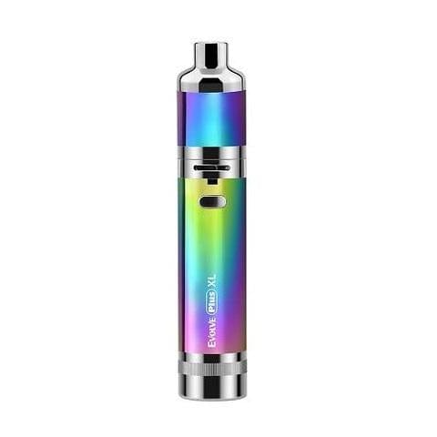 A studio shot of the Yocan Evolve Plus XL, showcasing its metallic finish and cylindrical shape against a plain white background.