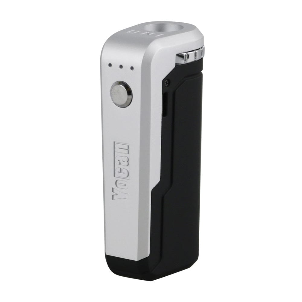 Front view of the Yocan UNI Portable Box Mod, a sleek, rectangular device with a dark finish.