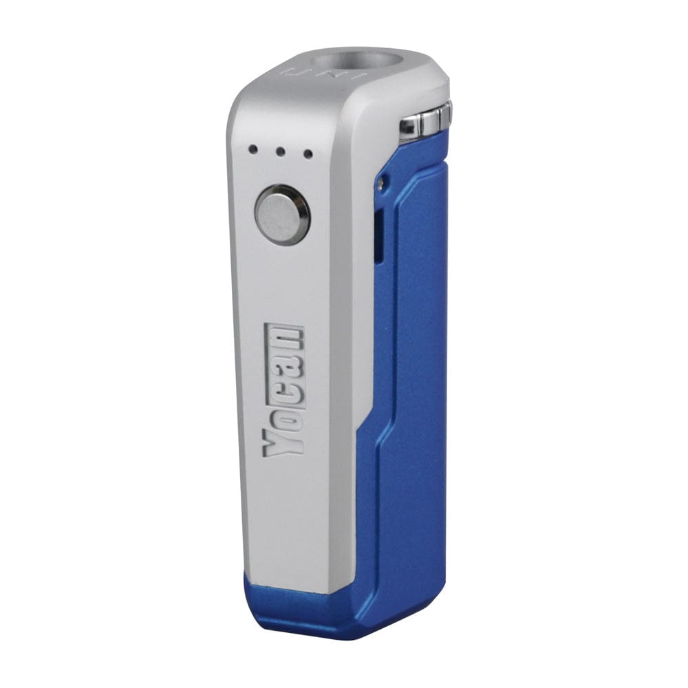 Front view of the Yocan UNI Portable Box Mod, showcasing its sleek, rectangular design with a dark finish.