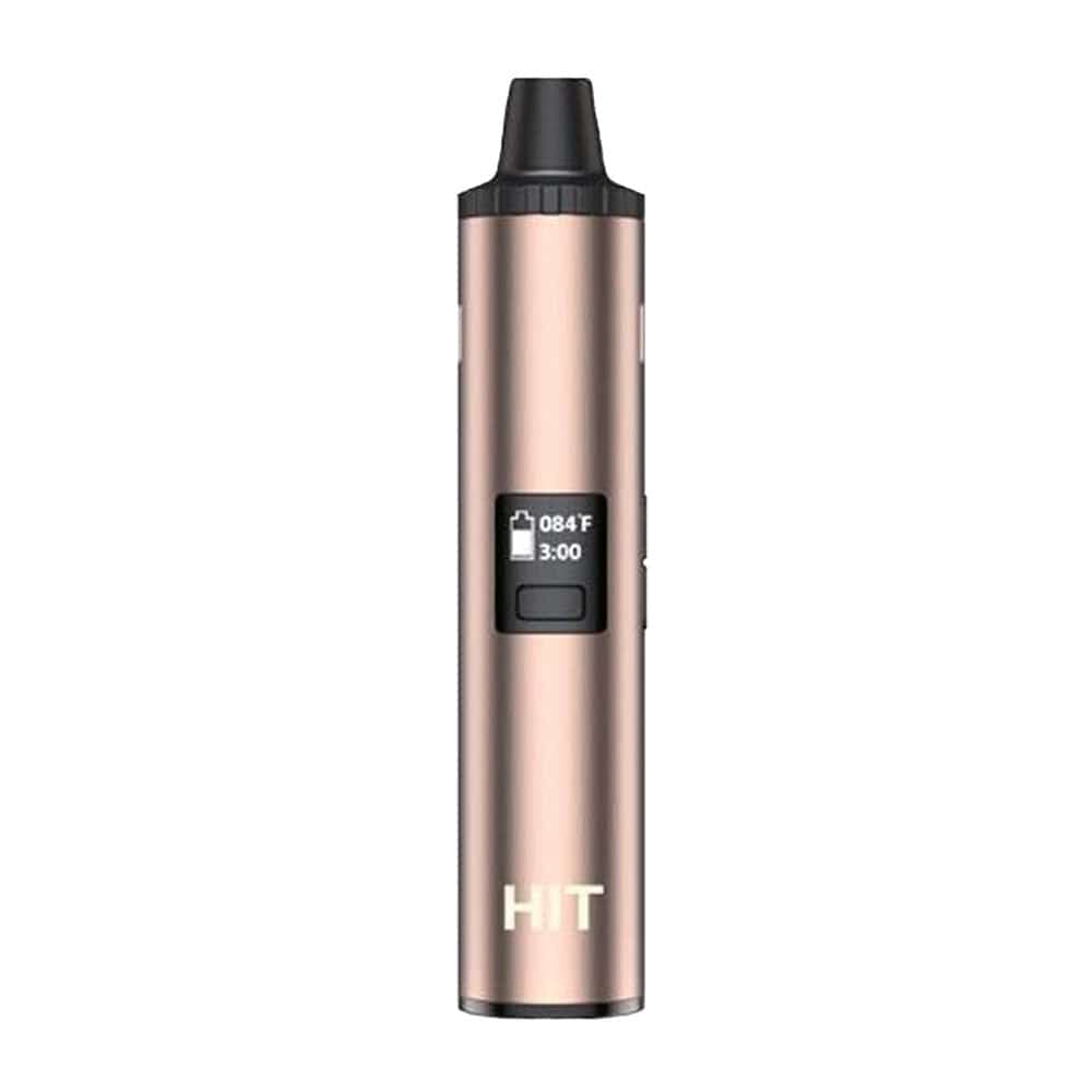 Front view of the Yocan Hit Dry Herb Vaporizer, a silver, pen-style device against a plain white background.
